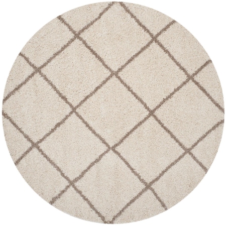 Safavieh 5 x 5 ft. Hudson Shag Power Loomed Round Area Rug; Ivory & Beige SGH281D-5R